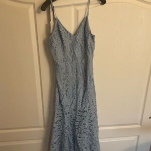 NBD Strapless Light Blue Lace Dress
